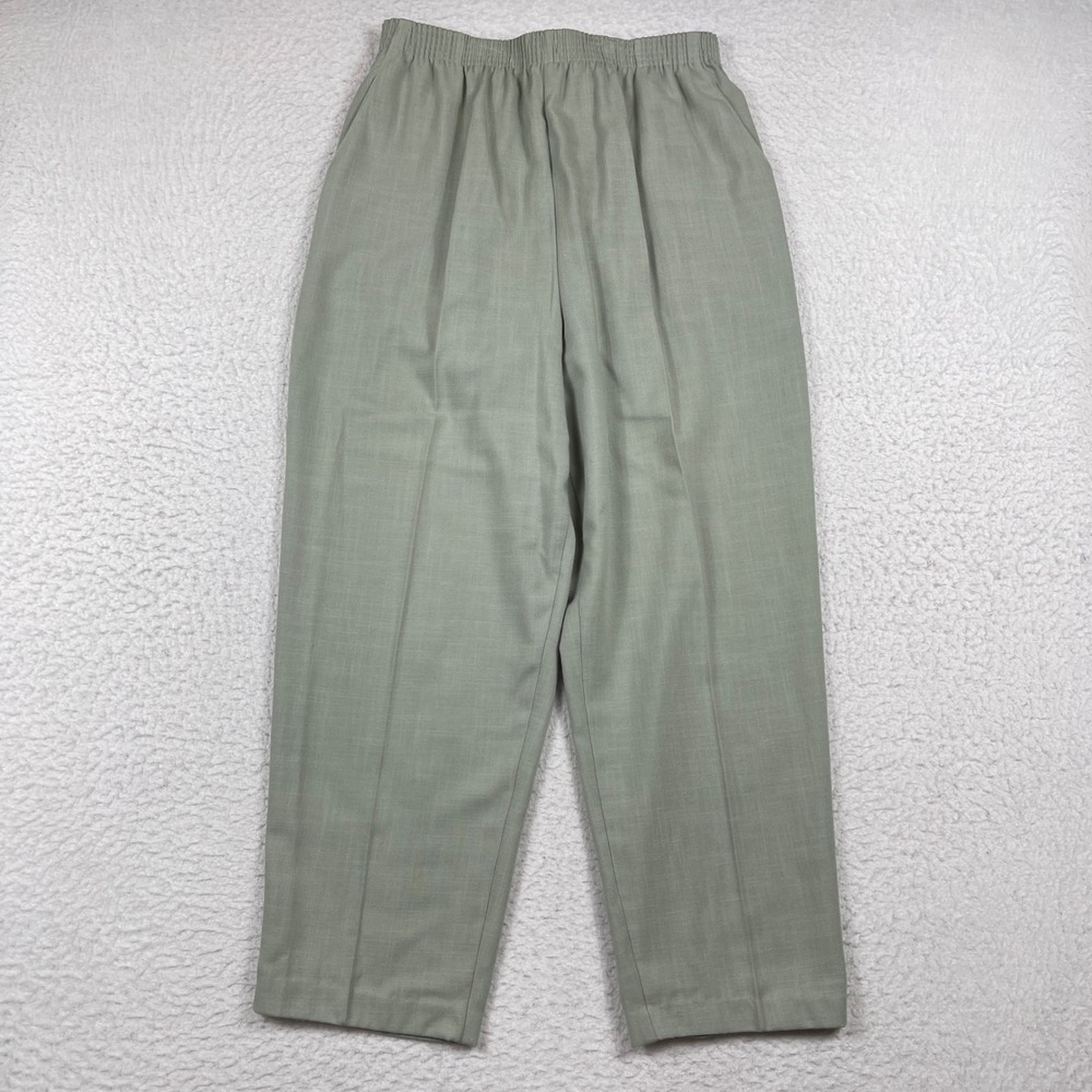 Briggs Trousers Womens 16 Sage Green Elastic Waist Tapered‎ Leg Pleated VTG USA